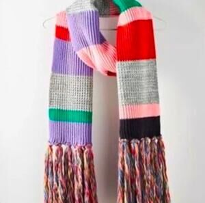 Anthropologie Pilcro Colorblock Fringe Scarf Multicolor Color Block Spring NWT